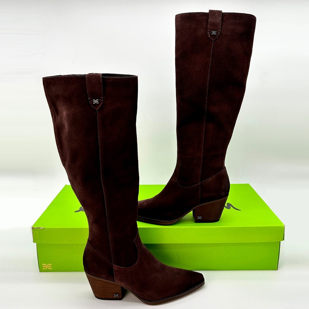 Sam Edelman Woods Knee High Boot Womens Size 7.5 M Chocolate Brown Suede‎ NEW
